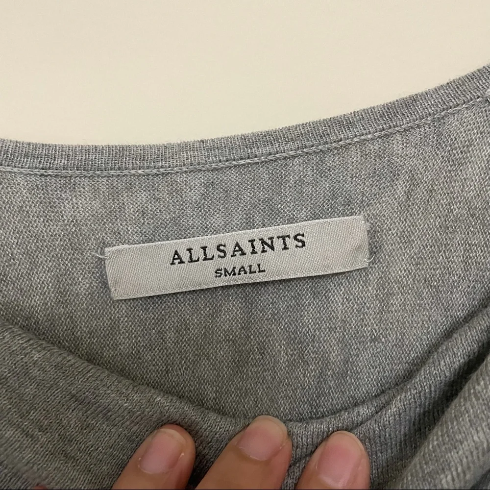 ALLSAINTS'ITAT' ASYMMETRICAL SWEATSHIRT GRAY sz S - Picture 3 of 7